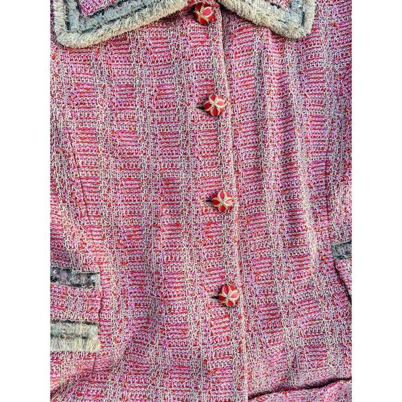 LUXURY ST. JOHN COUTURE PINK TWEED 2-PIECE SKIRT SUIT - SIZE 14 (Made In USA) - Picture 14 of 16